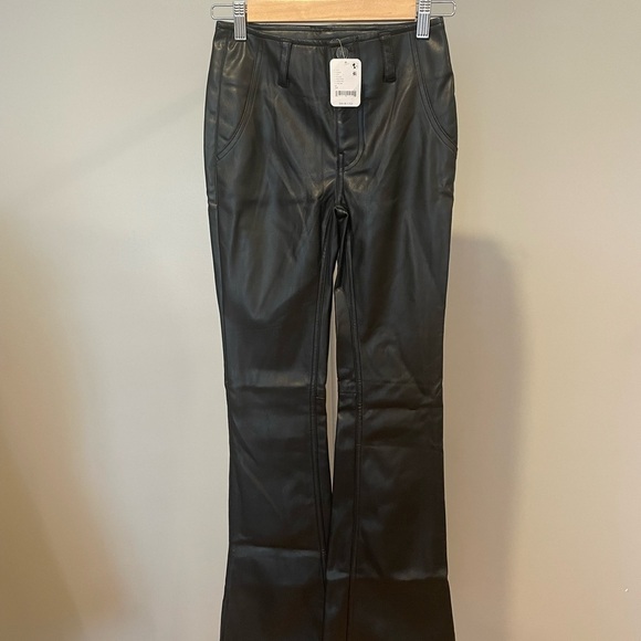 We The Free Pants - We the Free Black Faux Leather Flare Pants Size 24 NWT